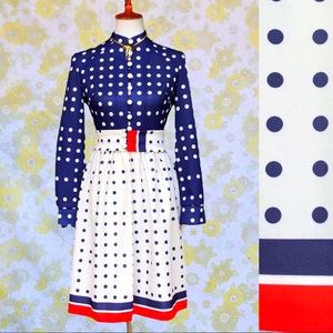 New! True Vintage♥️ 70s Neiman Marcus Red White & Blue Polka Dot Midi